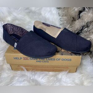 Skechers BOBS Peace & Love Black Canvas Slip-On Shoes Womens Size 9.5/39.5U wide